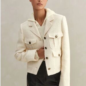 ME+EM Cream Bouclé Tailored Pocket Jacket
